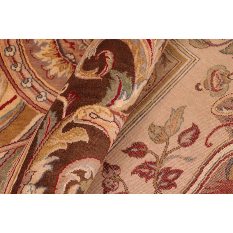 Tapis oriental brun en laine noué à la main 5 pi 11 po x 9 pi 6 po Bahaddin