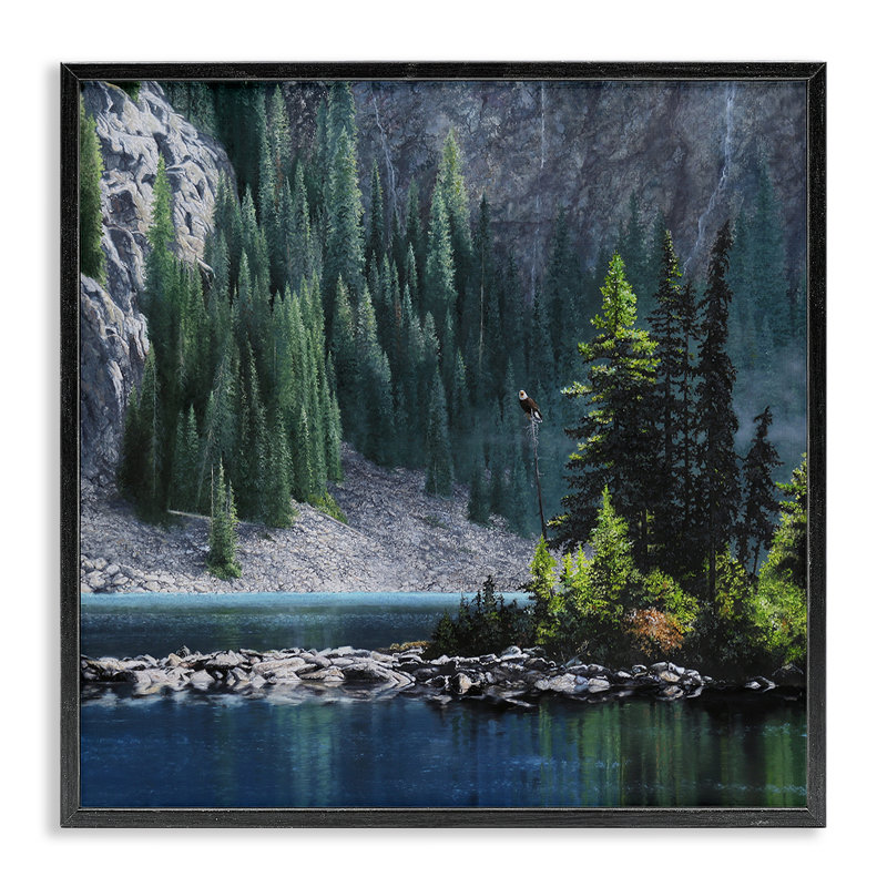 «Tree Spires in Nature», art de la giclée encadrée par Mark Kelso, H 12 po x l 12 po, Giclée encadrée noir minuit