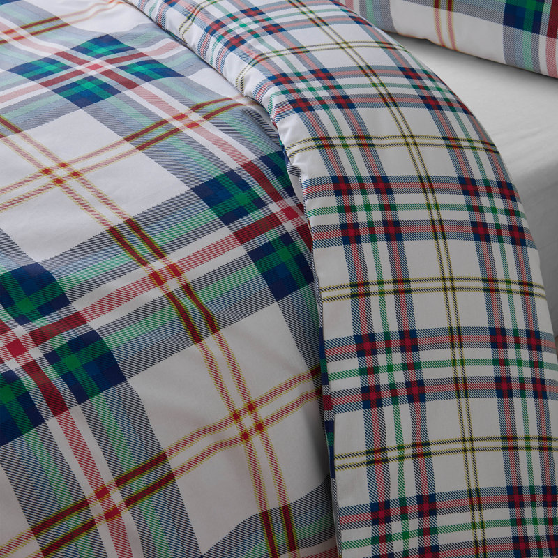 Kelso Check Reversible Duvet Cover Set, Double Duvet Cover + 2 Standard Pillowcases, Charcoal