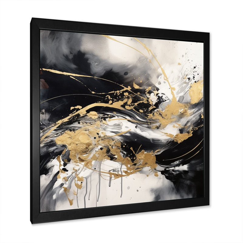 «Exploration des profondeurs du marbre doré II», reproduction sur toile, H 24 po x l 24 po x P 1 po, Cadre photo noir