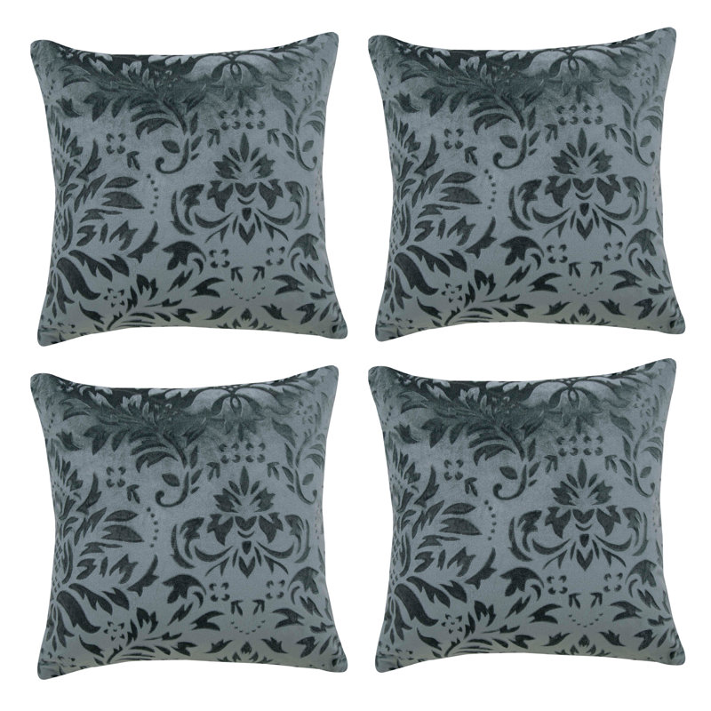 Dorazio Damask Square Cushion, Gray