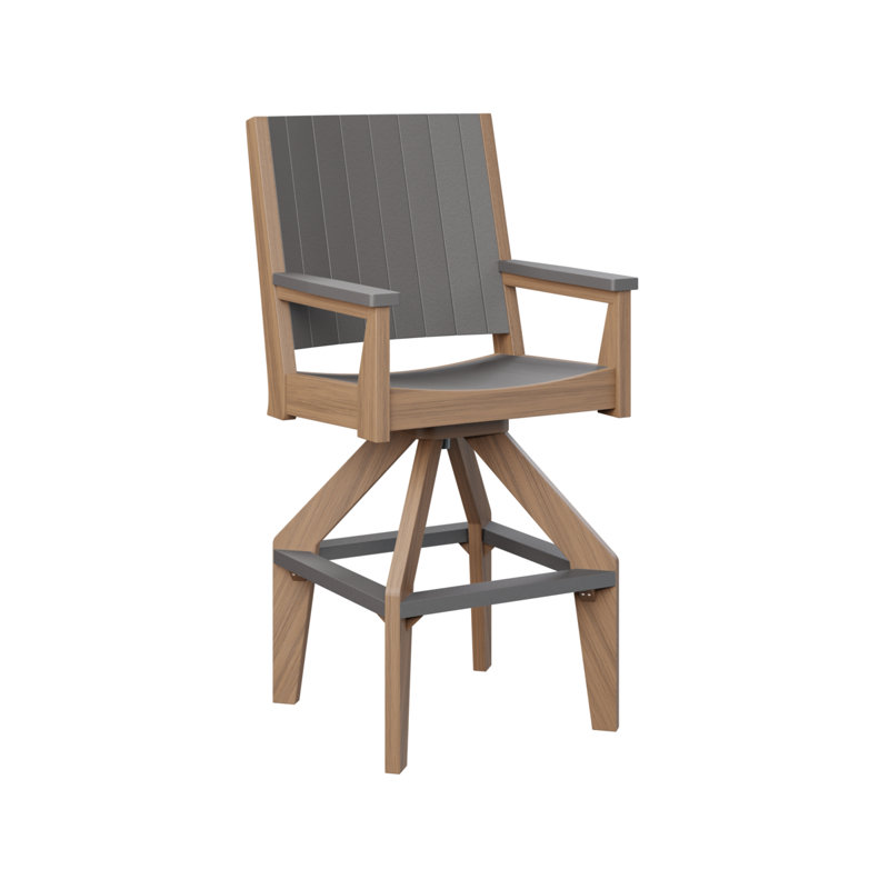 Mayhew Outdoor Bar Stool, Smoke Gray, Antique Mahogany