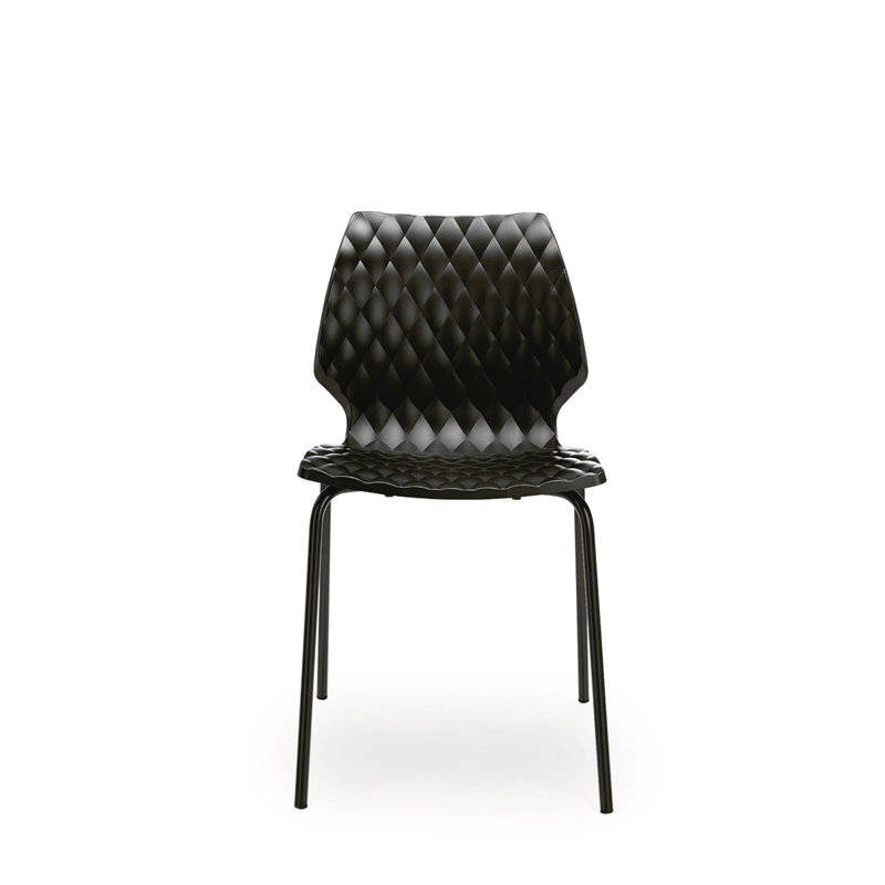 UNI Metal Solid Back Side Chair, Black, Black