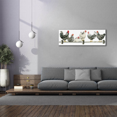 «Hens, White Fond» par Janet Pidoux, art mural sur toile