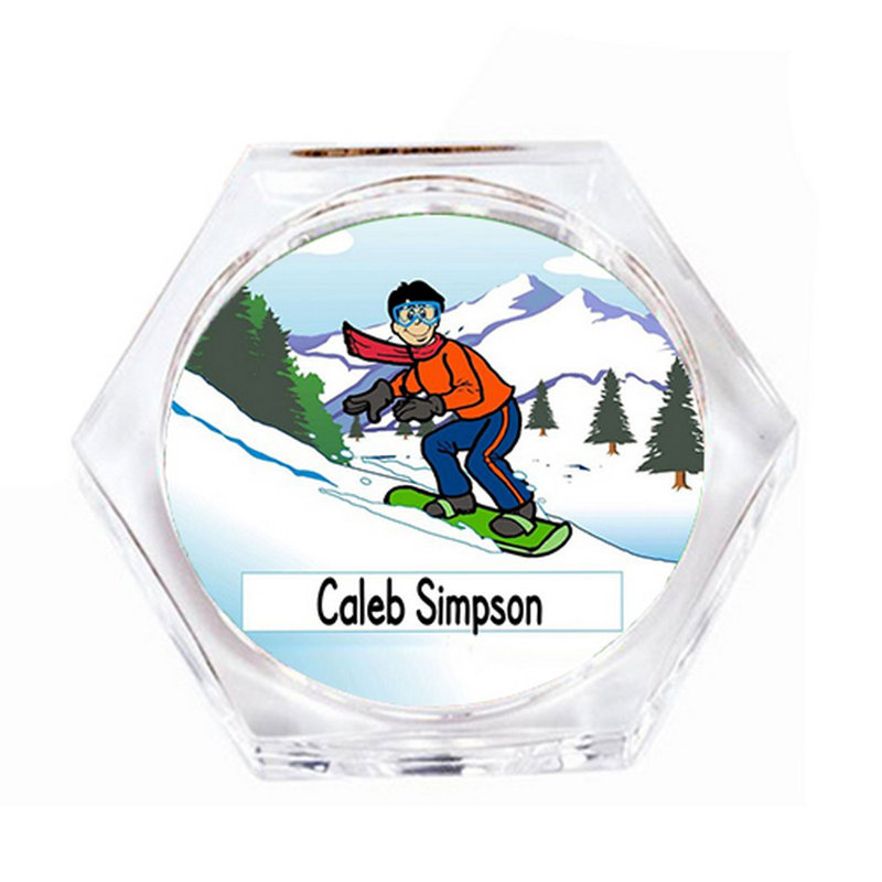 Snowboarding personnalisé - ensemble de cadeau pour sous-verre à boisson (4 sous-verres), Oui