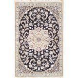 Merka Oriental Area Rug in Navy Blue