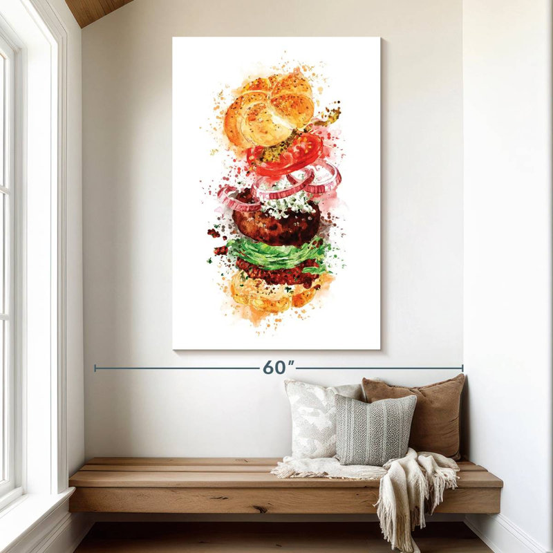 Burger déconstruit éclaboussures, H 51 po x l 34 po