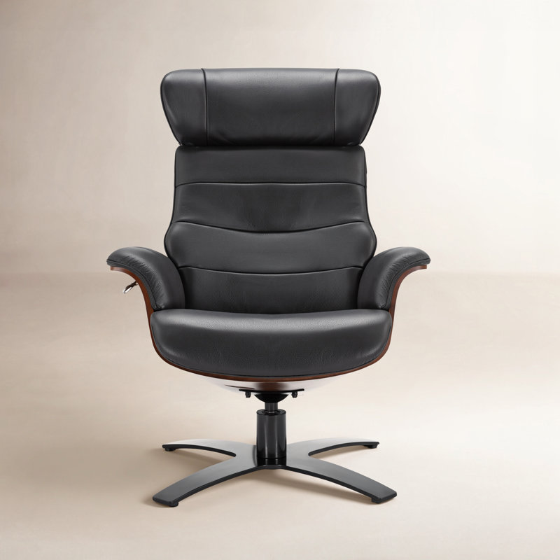 Dillon Leather Swivel Recliner, New York Midnight