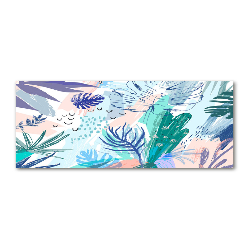 Tropical Leaves - No Frame Painting, Glass, 70cm H x 100cm W x 4cm D