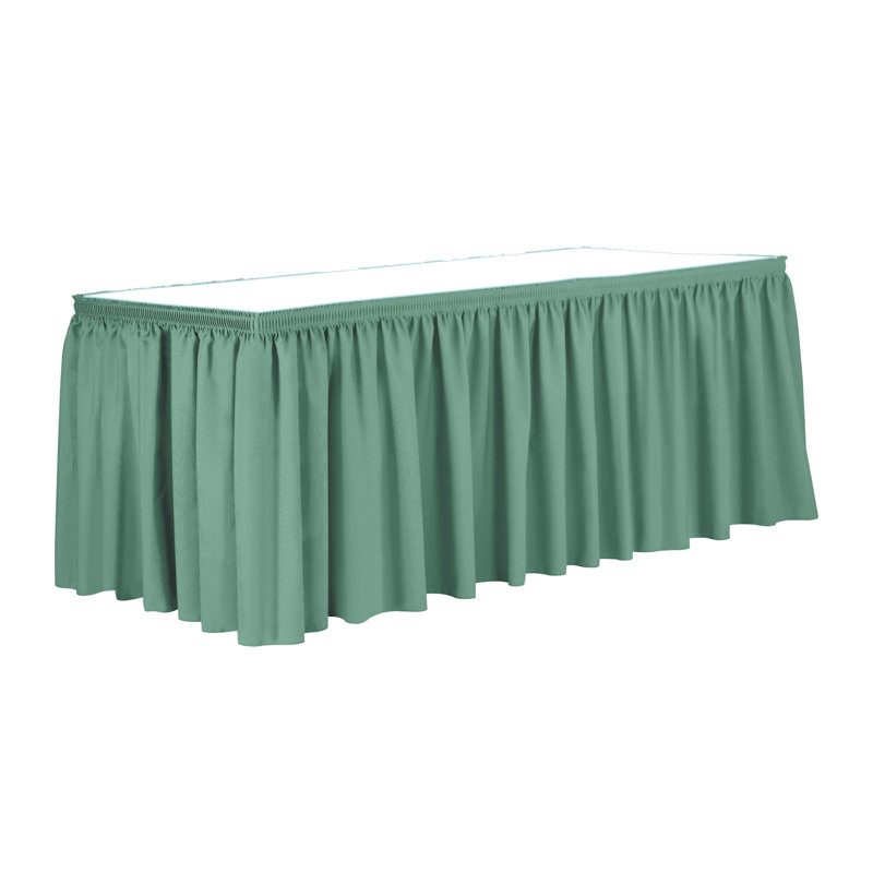 Ultimate Textile 7 Ft. Shirred Pleat Polyester Table Skirt - 42" Bar Height, Cobalt Blue, 29" L x 168" D, Seamist