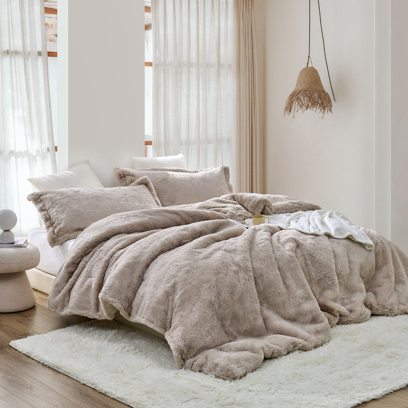 Ensemble d'édredon surdimensionné Chunky Bunny Bestie - Coma, Édredon pour très grand lit + 2 taies décorativ, Brun