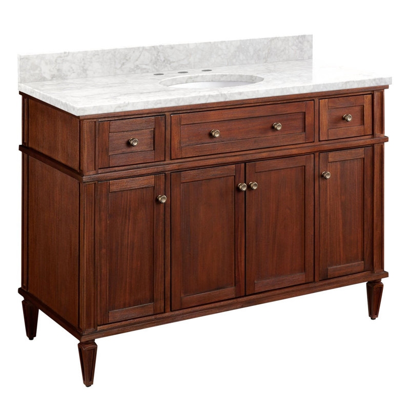 48" Elmdale Vanity for Undermount Sink, Dark Olive Green, Carrara Marble