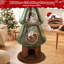 Arbre à chat de Noël de 168 cm avec 2 niches confortables, tour à chat d'intérieur moderne, système anti-basculement, poteaux à griffer recouverts de sisal, perchoirs moelleux et balles suspendues, arbre à chat festif idéal pour que les chatons puissent jouer et dormir.