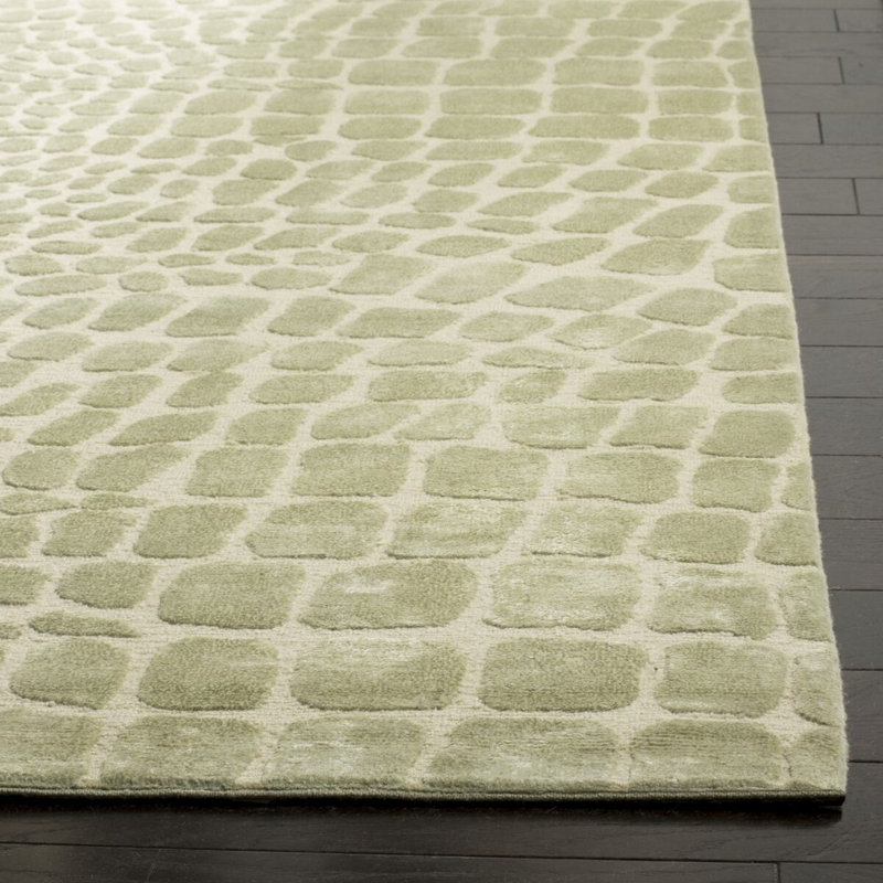 Tapis en laine / soie noué à la main Chaffee, Rectangle 5 pi 6 po x 8 pi 6 po