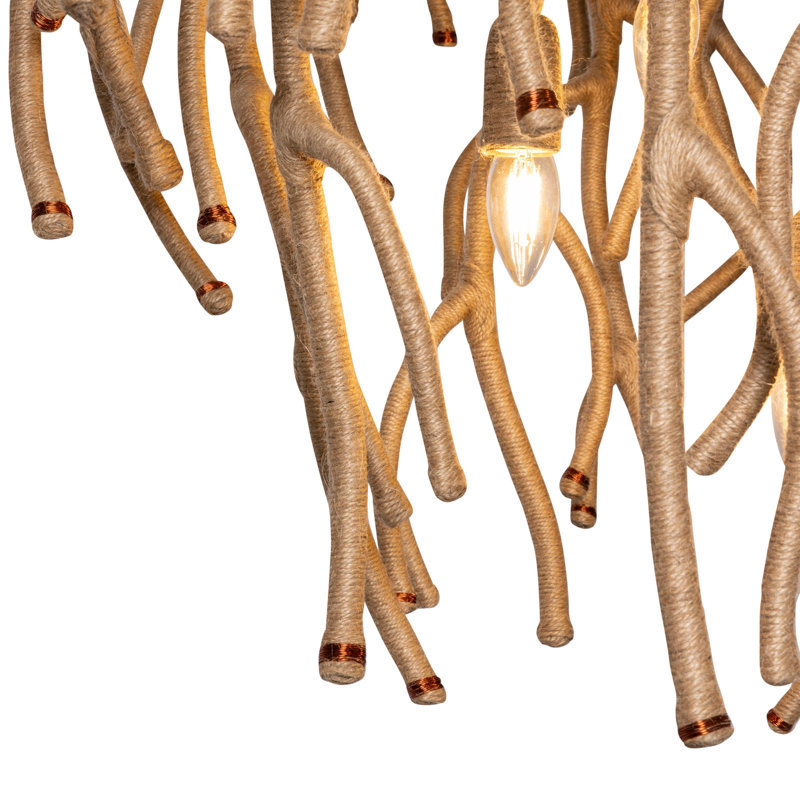 Jute Coral Chandelier - Ballito, 38" H x 38" W x 38" D, 4 Lights