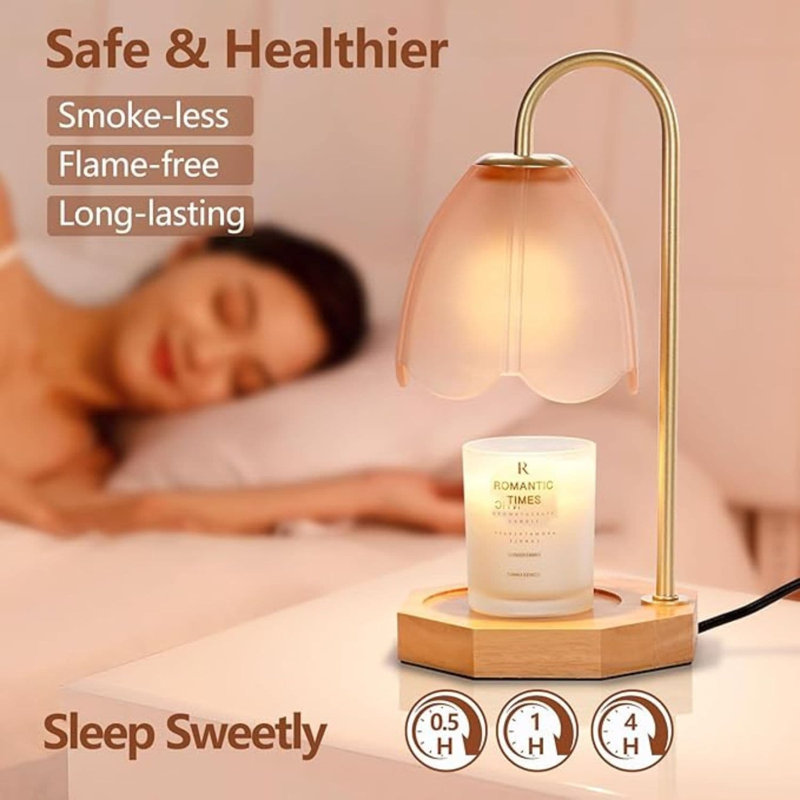 Lampe avec chauffe-bougie Timer - 2 ampoules, Rose