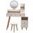 CRAZY ELF Stylish Vanity Table + Cushioned Stool, Touch Control LED Mirror, Large Capacity Storage Cabinet, 5 Drawers, Fashionable Makeup Furniture, Length Adjustable