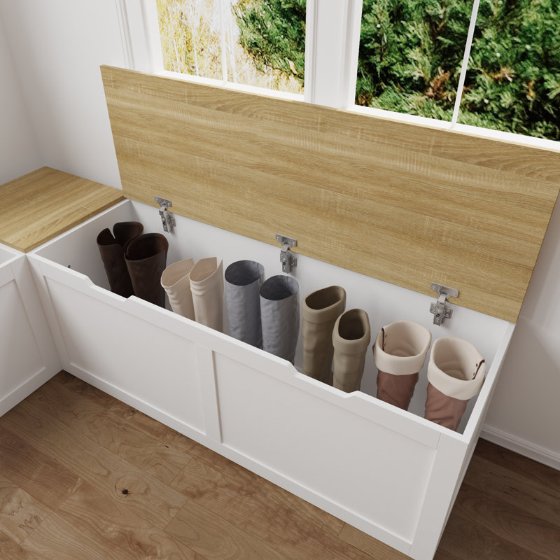 Corner Shoe Storage Bench, White