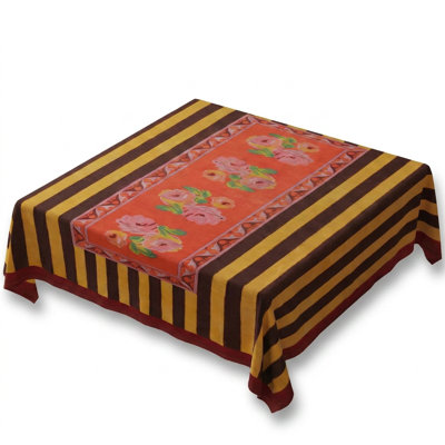 Rosetta Floral and Bold Stripe Tablecloth