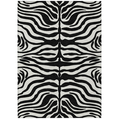 Solstice Black Washable Indoor-Outdoor Rug - 