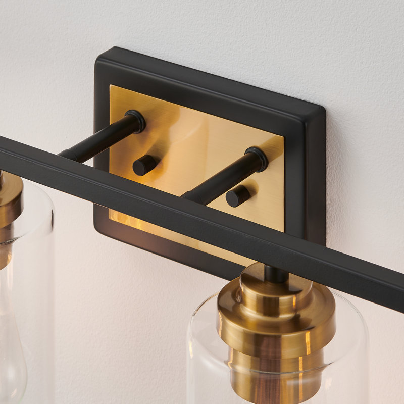 Quitterie - Éclairage pour meuble-lavabo, Clear, 3, Noir/or