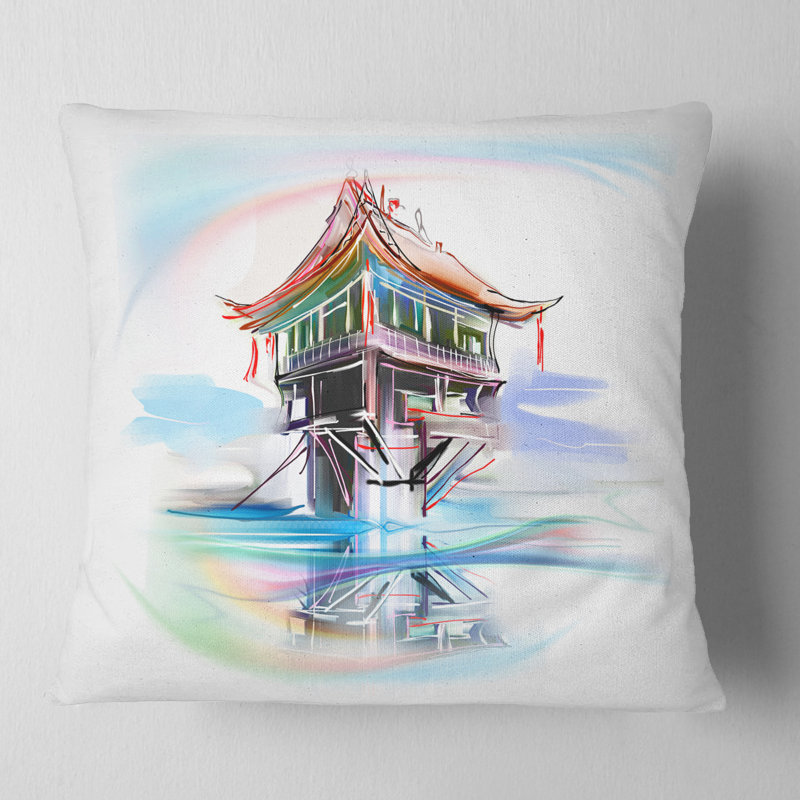  Coussin abstrait vagues de pensée, 16 po x 16 po, Coussin décoratif