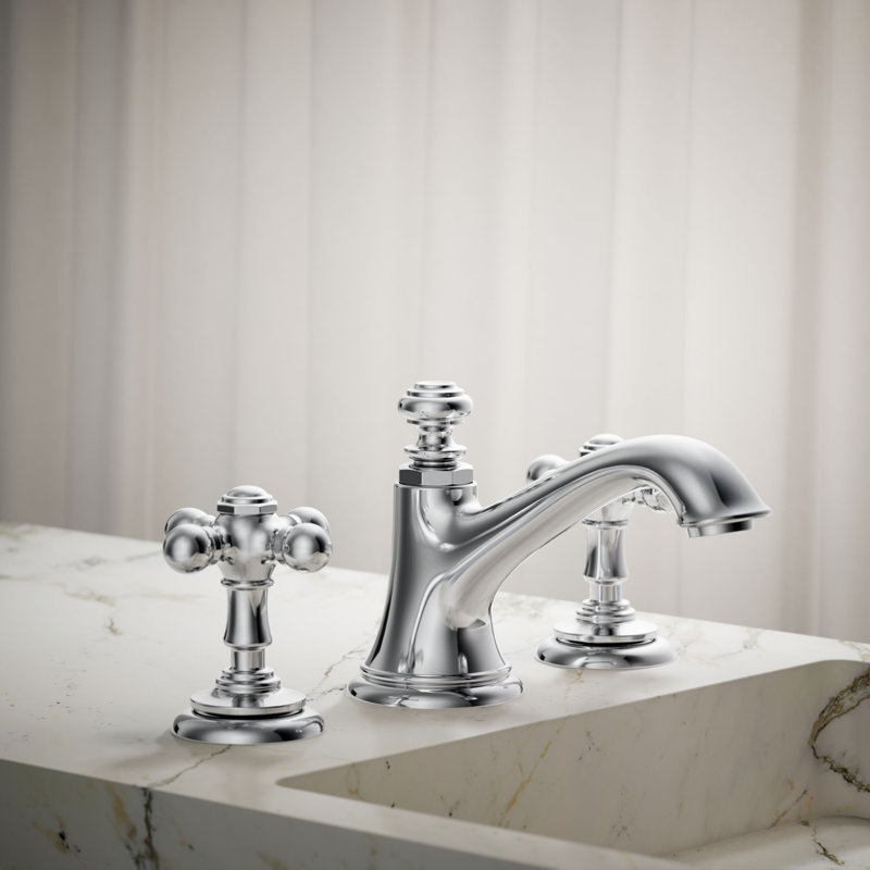 Poignées en croix pour lavabo de salle de bain Artifacts, Chrome poli