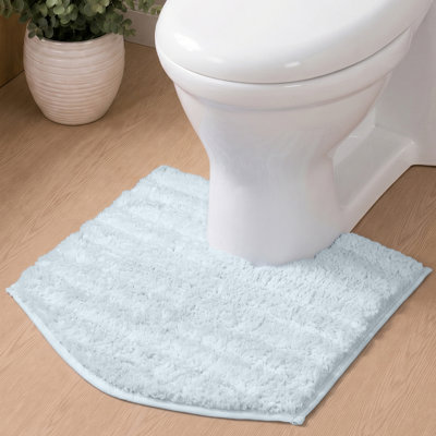 Tapis de toilette de luxe en forme de U 20 x 20, tapis de salle de bain en microfibre très doux et absorbant, tapis de bain moelleux antidérapant, lavage en machine à sec, tapis de salle de bain contour pour base de toilette, bleu clair