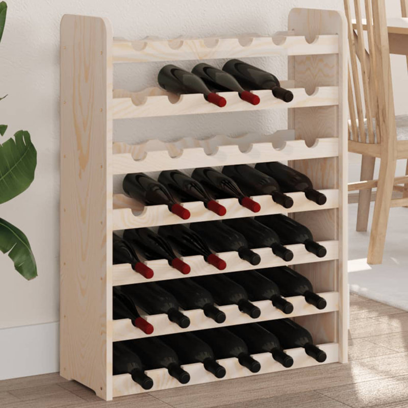Solid Wood Floor Wine Bottle Rack Brown