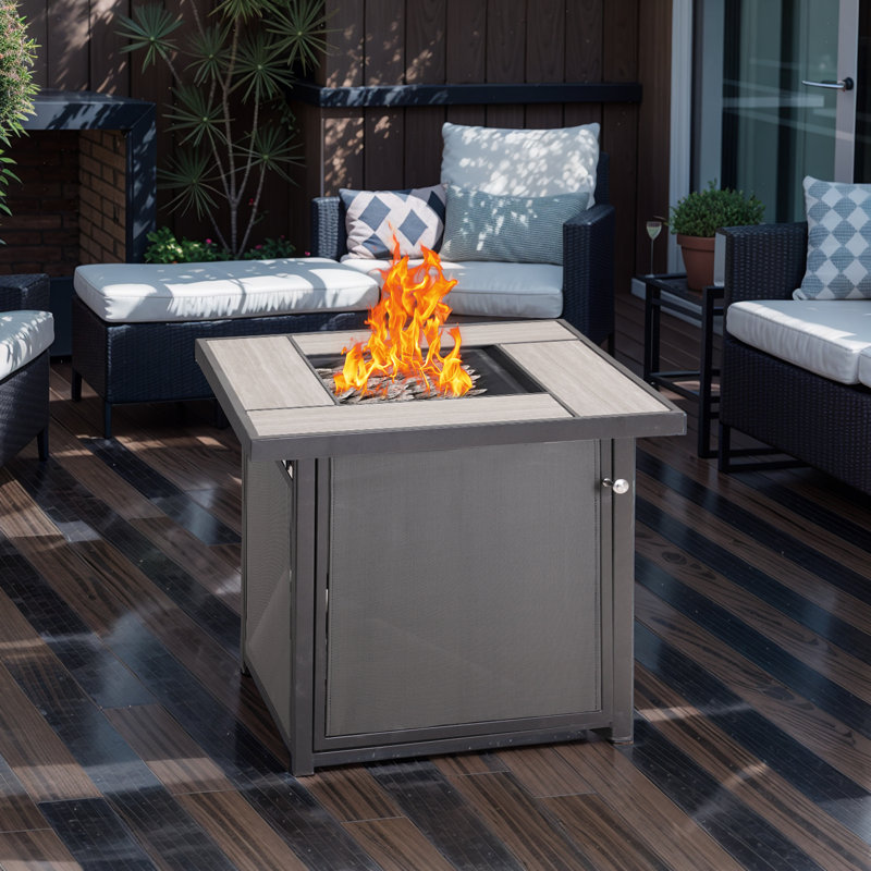 Lindse Square Iron Propane Smokeless Fire Pit Table