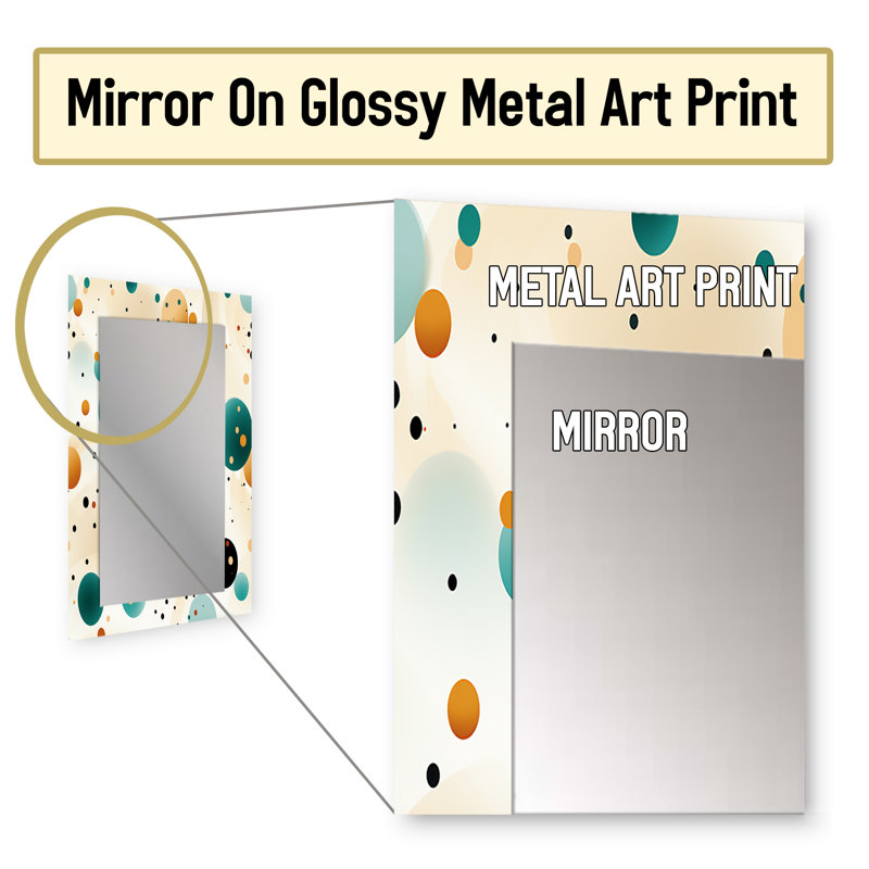 Motif à pois Adelisa Bohemian Flair - Miroir mural décoratif à pois, 32 po x 24 po