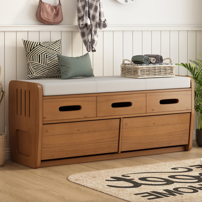 Banc de rangement, Bois naturel
