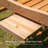 Outdoor Chaise Lounge Pool Chair, Built-In Table, Reclining Backrest For Sun Tanning/Sunbathing, Rolling Wheels Wood Look