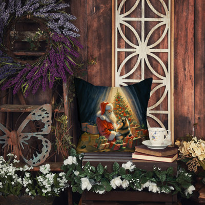 Coussin Finnish Spitz and Santa Claus