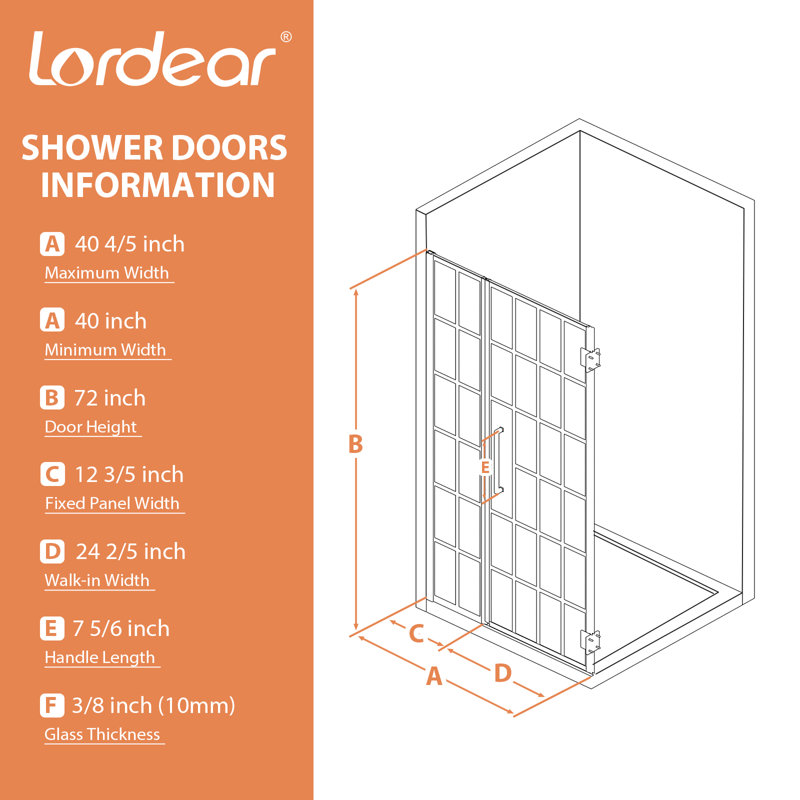 40 Inch Frameless Pivot Shower Door Dimension Blueprint
