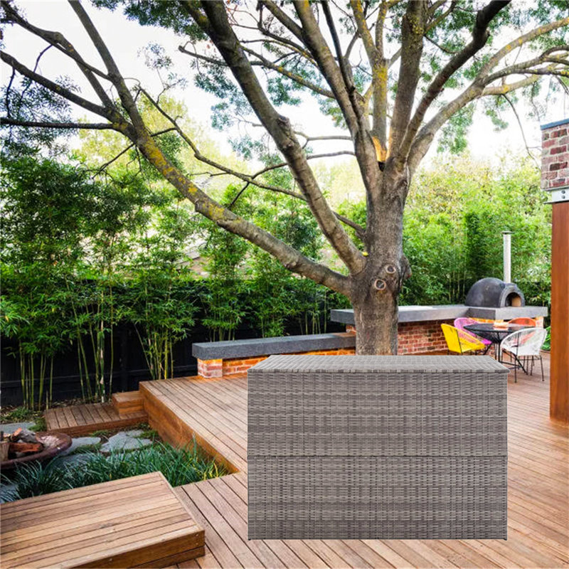 17 Stories Melika 150cm W 1200L Wicker Deck Box, Grey