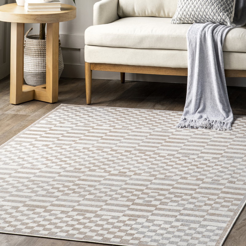 Nikita SpinClean Faded Geometric Machine Washable Area Rug, Square 6'