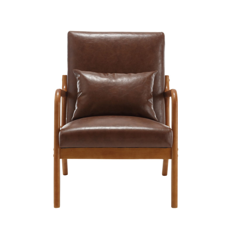 Fauteuil d'appoint COOLMORE, fauteuils de salon rembourrés en bois massif avec un coussin pour le salon, la chambre à coucher et la chambre d'amis