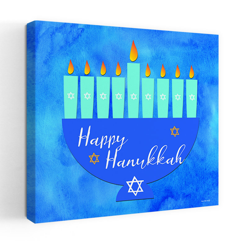 Happy Hanukkah Menorah III, art contemporain abstrait, H 18 po x l 18 po