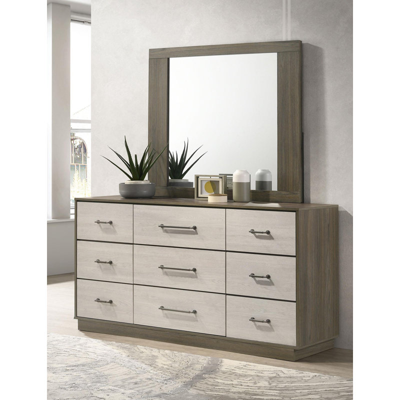 Commode miroir gris chêne