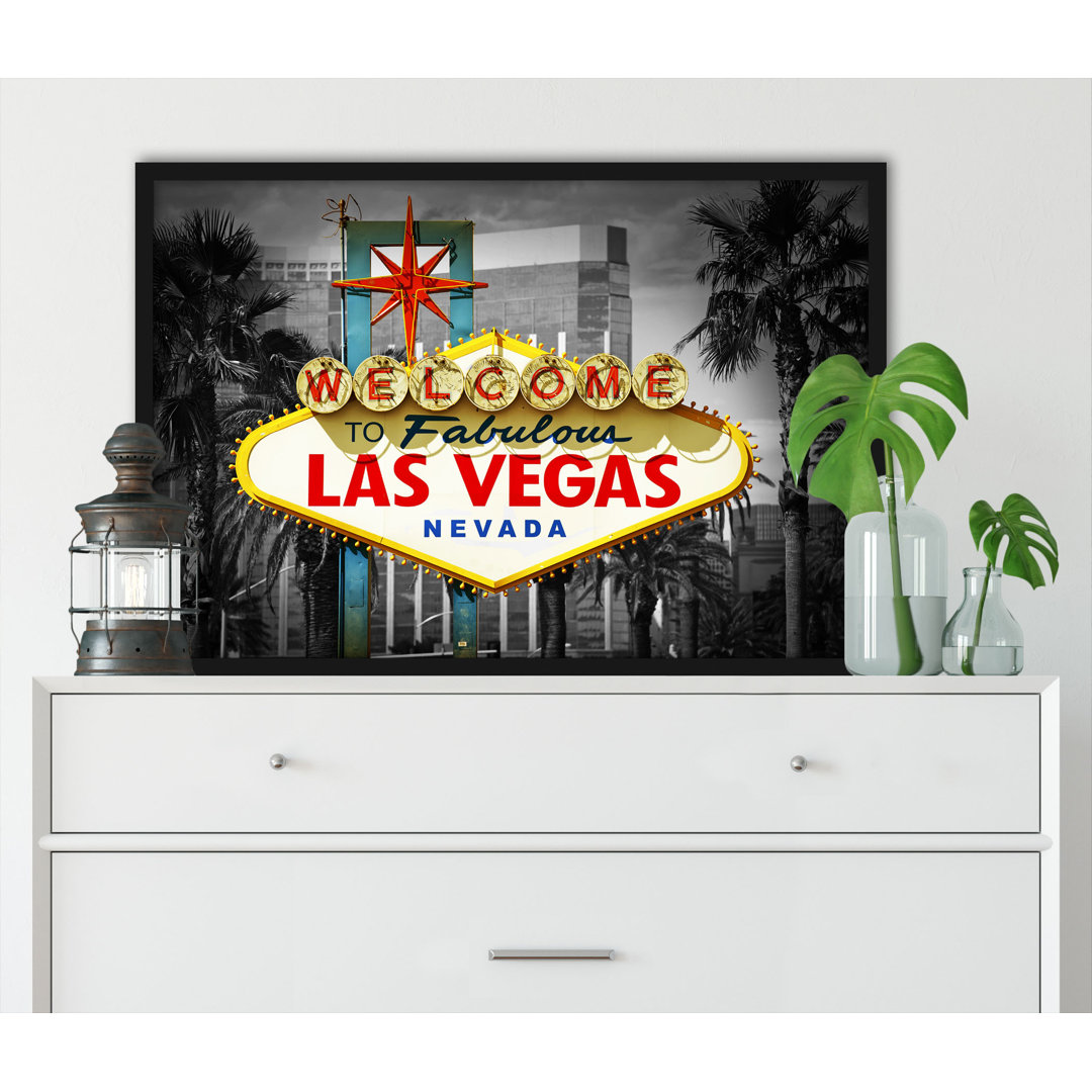 Gerahmtes Poster Ortseingangsschild Las Vegas