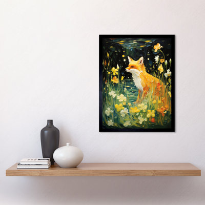 Fox Dream Floral Yellow Orange White Dreamscape Lilies - Single Picture Frame Print