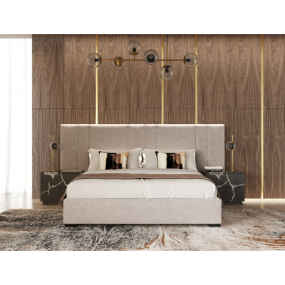 Chilukki - Lit moderne en tissu beige