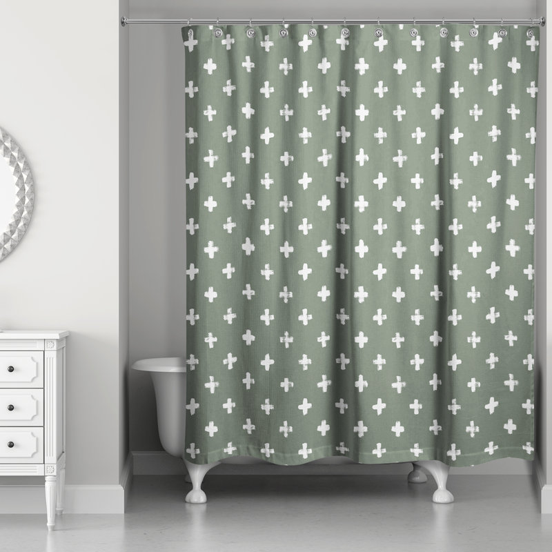 Rideau de douche à pois Riffat, Sauge