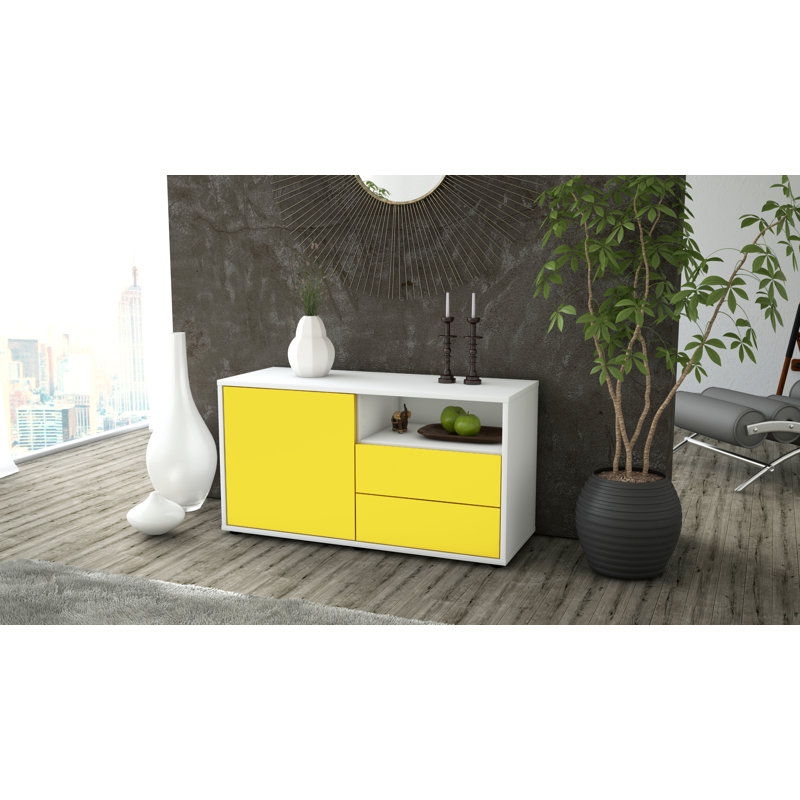 Tre 92cm W 2 - Drawer Chest of Drawers, White/Yellow