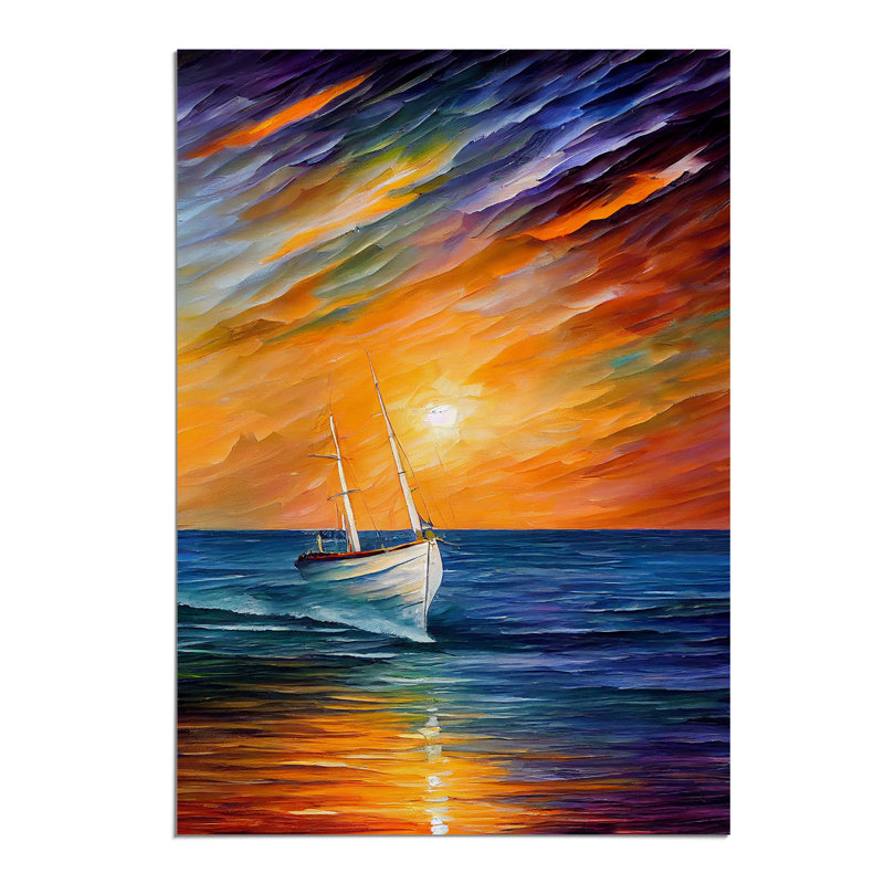 Boat at Sunset No.4 - Wall Art, Paper, 29.7cm H x 21cm W, No Matte