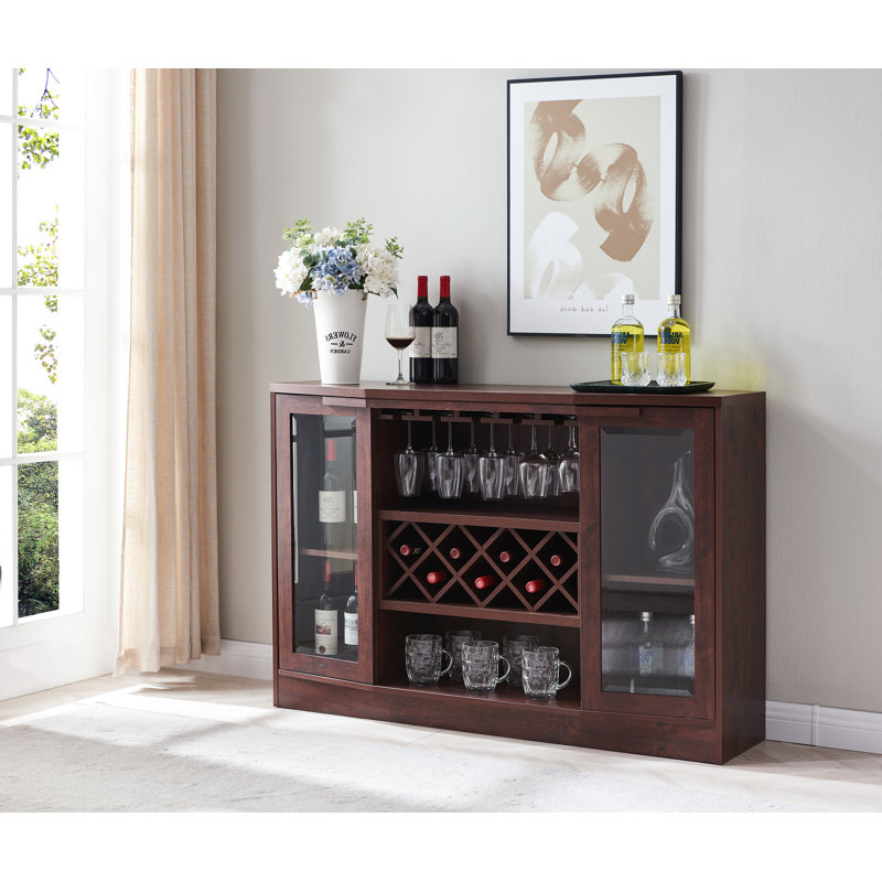 Armoire à vin et bar en verre pour 7 bouteilles, Acajou