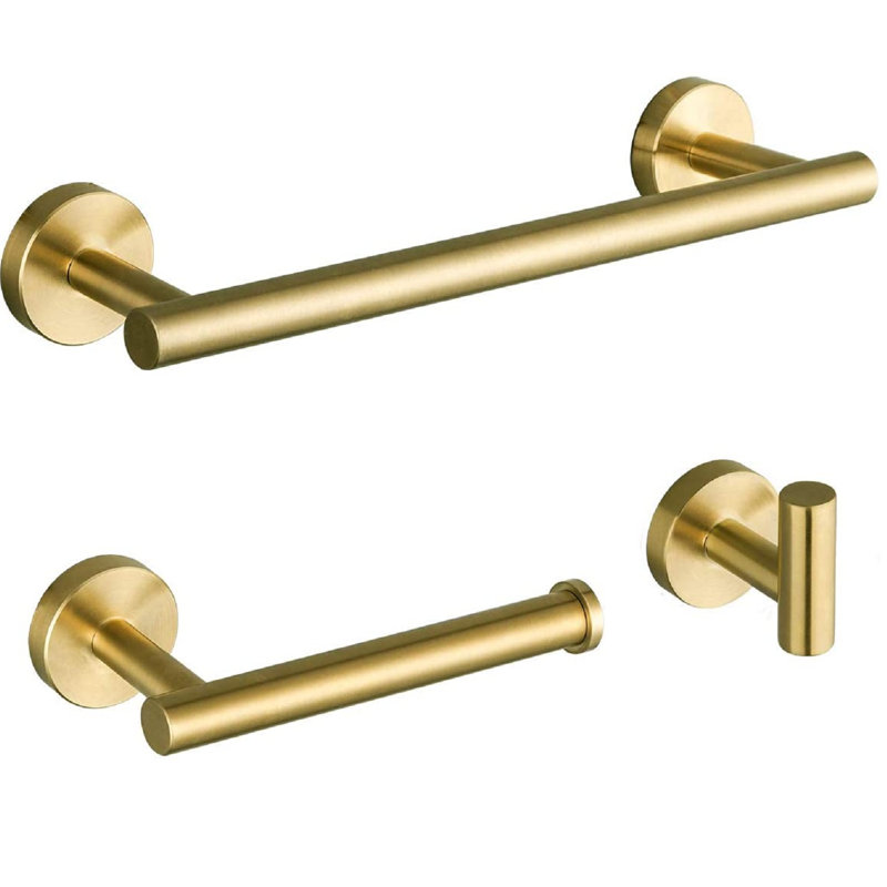 Ensemble de quincaillerie de salle de bain 3 pièces, Or brossé