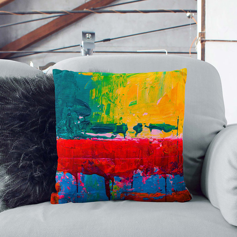 Abstract Square Throw Cushion, White, 55 x 55 cm
