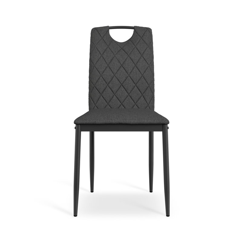 Marhill 18.1cm H Upholstered Side Chair, 6, Charcoal Fabric, Matte Black